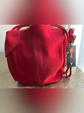 NWT Vanessa Williams Red Suede immaculate versatile sling backpack + purse